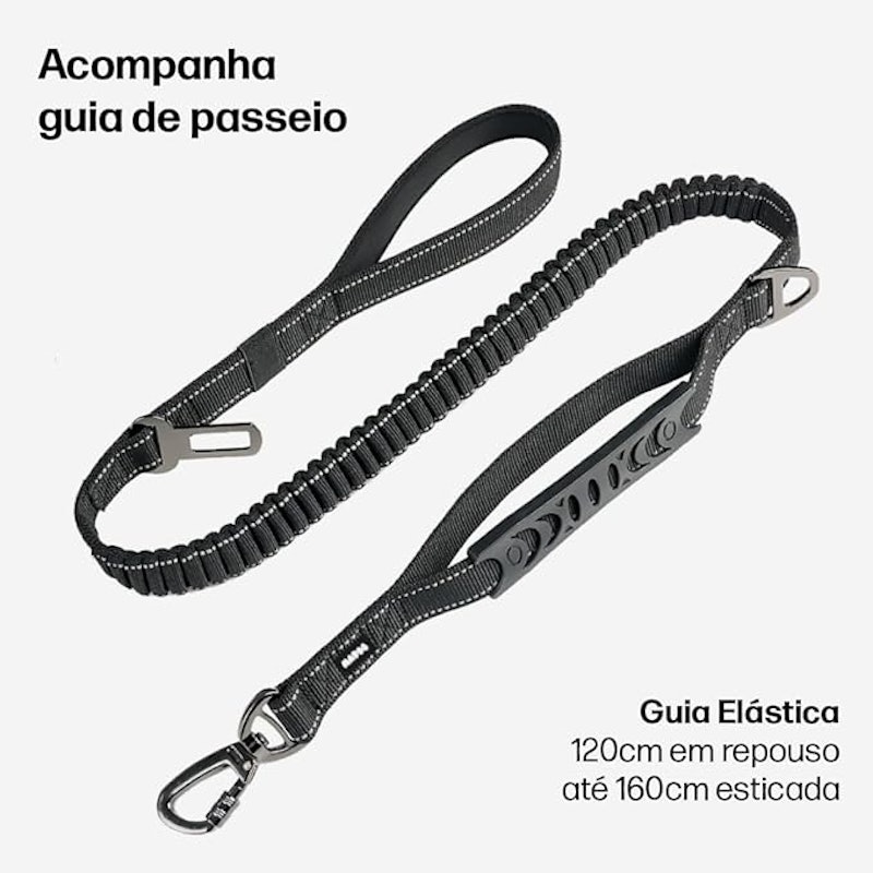 Coleira Comfort e Guia Antipuxão com Engate para Cinto de Segurança 4