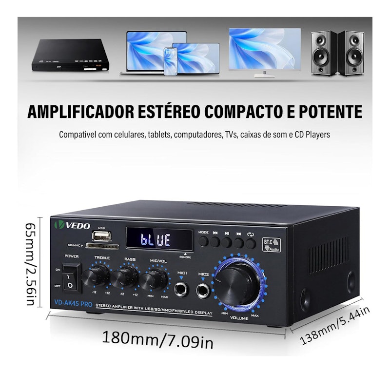 Amplificador Estéreo Vedo AK45 - Pro 4