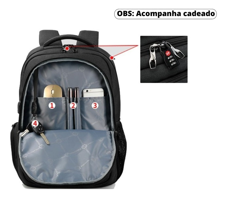 Mochila para Notebook Executiva Antifurto Premium Tigernu 3