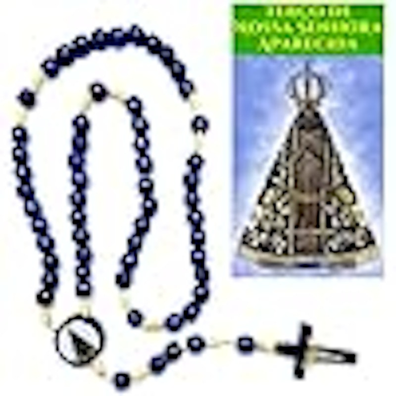 Terço de Nossa Senhora Aparecida em Madeira com Folheto 3