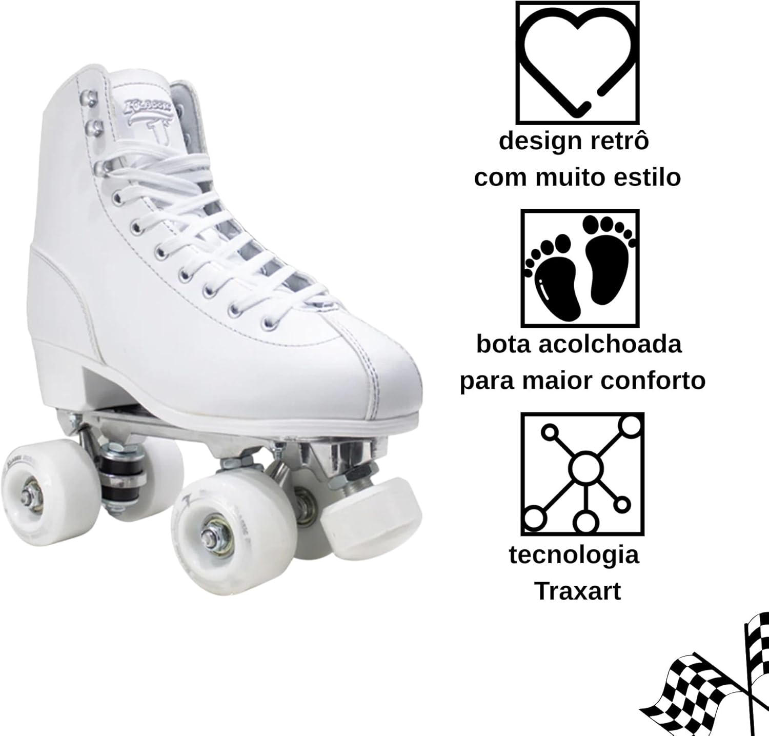 Patins Klassic Branco 58 x 32 mm ABEC-5 5