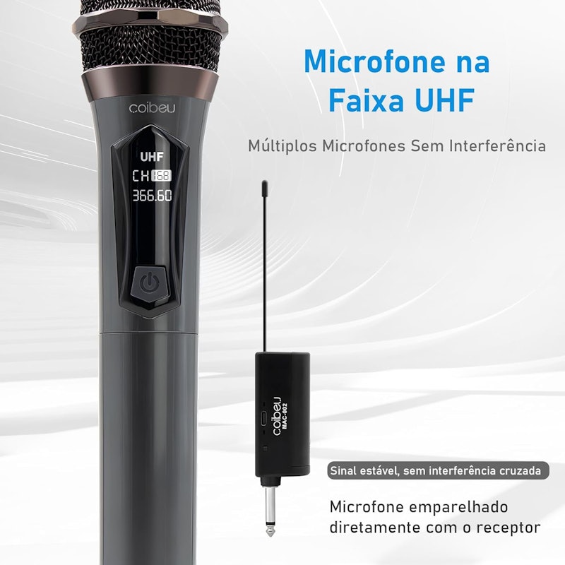 Microfone sem Fio Duplo Kit Karaokê Profissional com 2 Microfones e Bluetooth 5.0 4