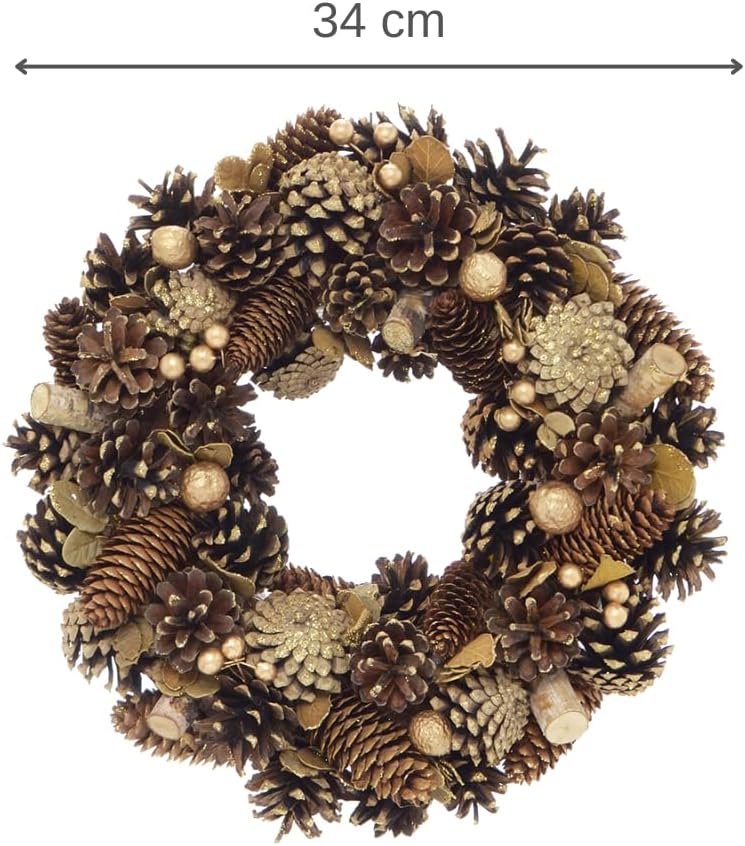 Guirlanda de Natal Pinhas Dourado 34 cm 3