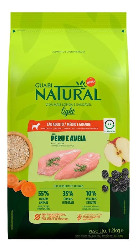Guabi Natural Cão Adulto Light Médio e Grande Peru e Aveia 1