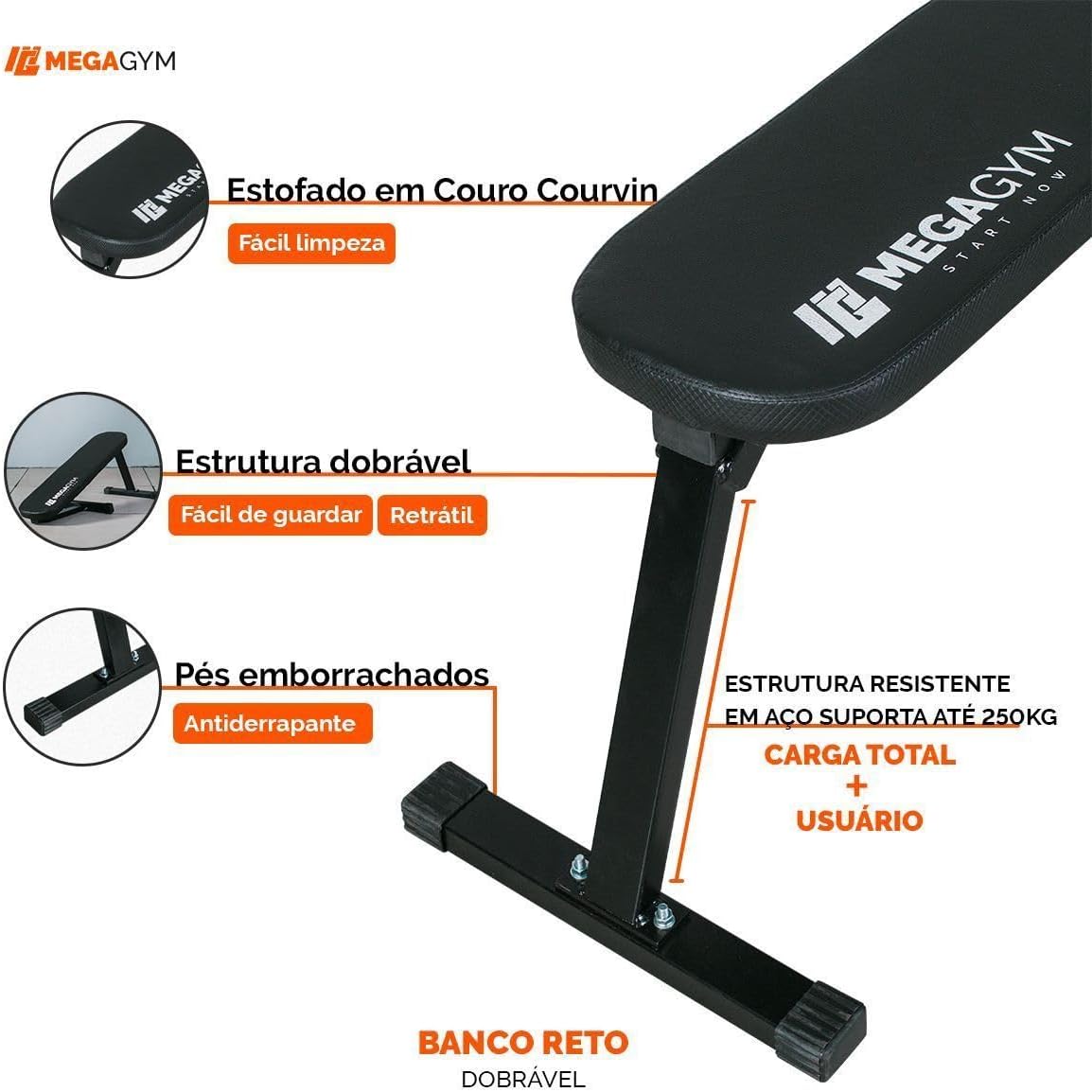 Banco Reto Dobrável MegaGym 4
