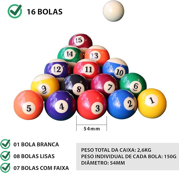 Jogo de Bola Faixada Premium Quality de Sinuca 5