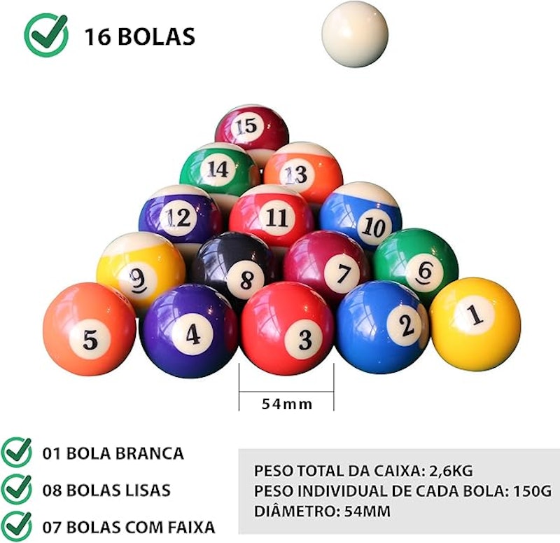 Jogo de Bola Faixada Premium Quality de Sinuca 5