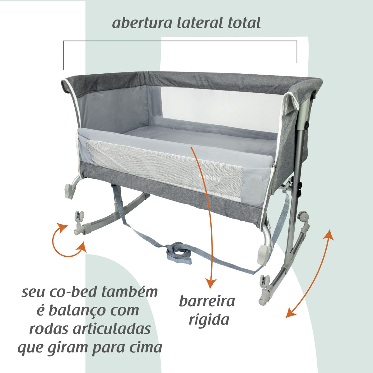 Berço Moisés Co-Bed Cinza KaBaby 5