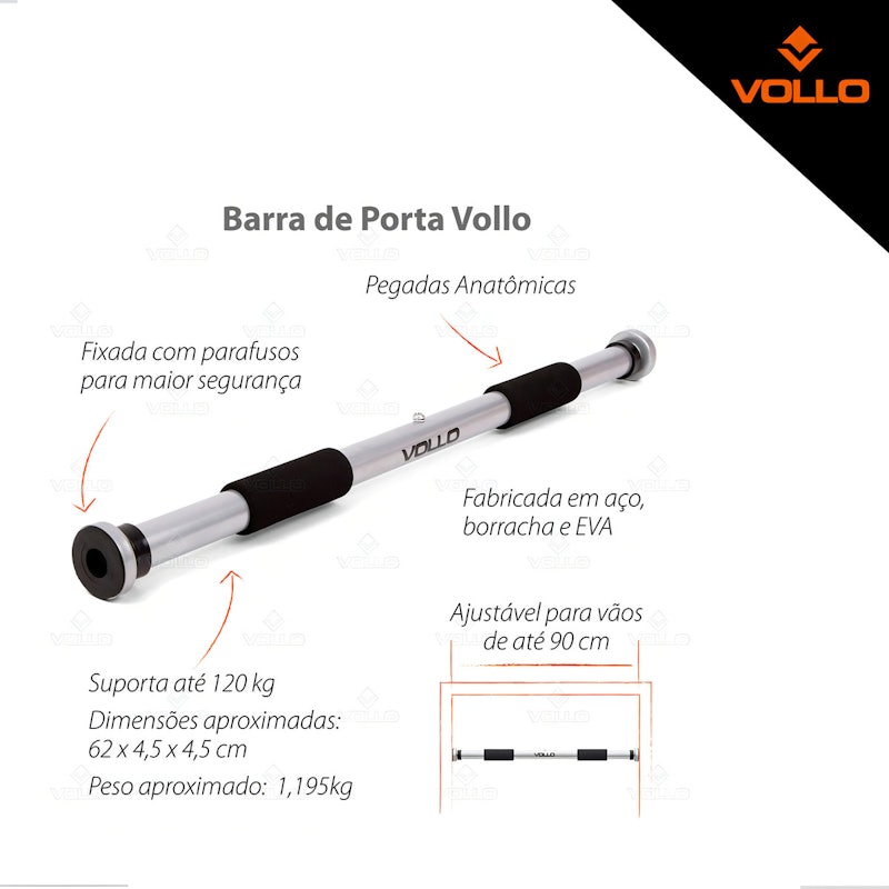 Barra Fixa de Porta Ajustável com Pegada Anatômica Vollo 4