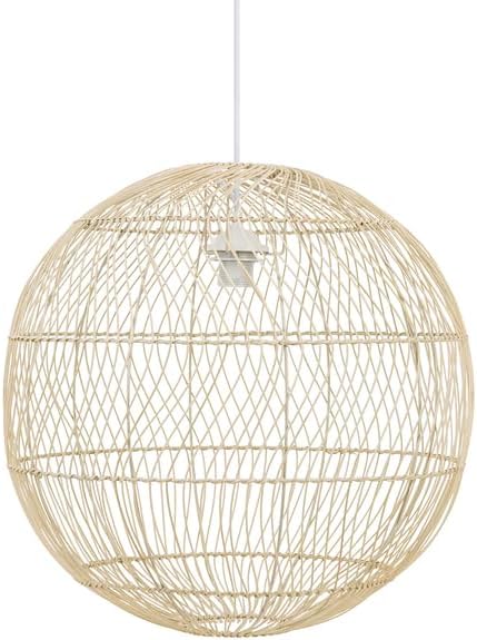 Luminária de Teto Circular de Palha Rattan Boho 50 cm 2