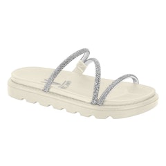 Chinelo Flatform Tiras Strass