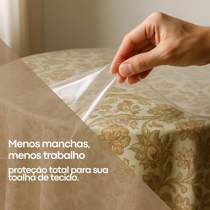 Toalha Plástica Transparente Impermeável para Mesa Redonda 3