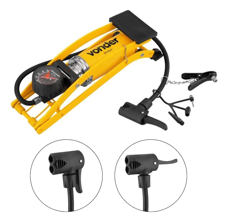 Bomba de Ar para Encher Pneus com Pedal Vonder 5