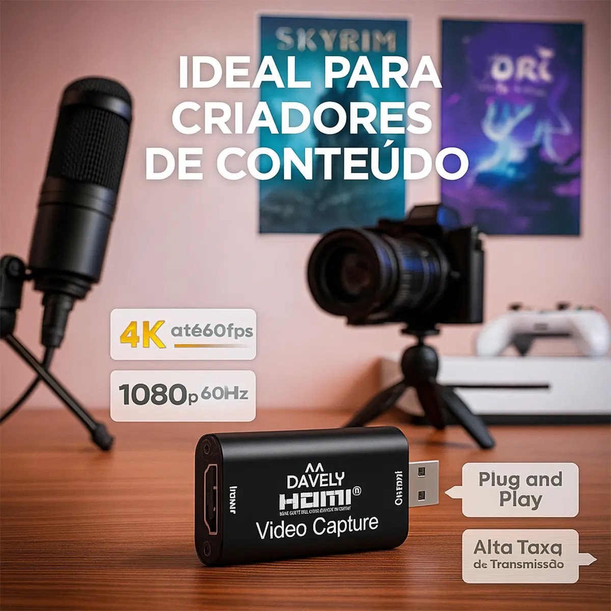 Placa de Captura HDMI 4K USB 2.0 Davely 4