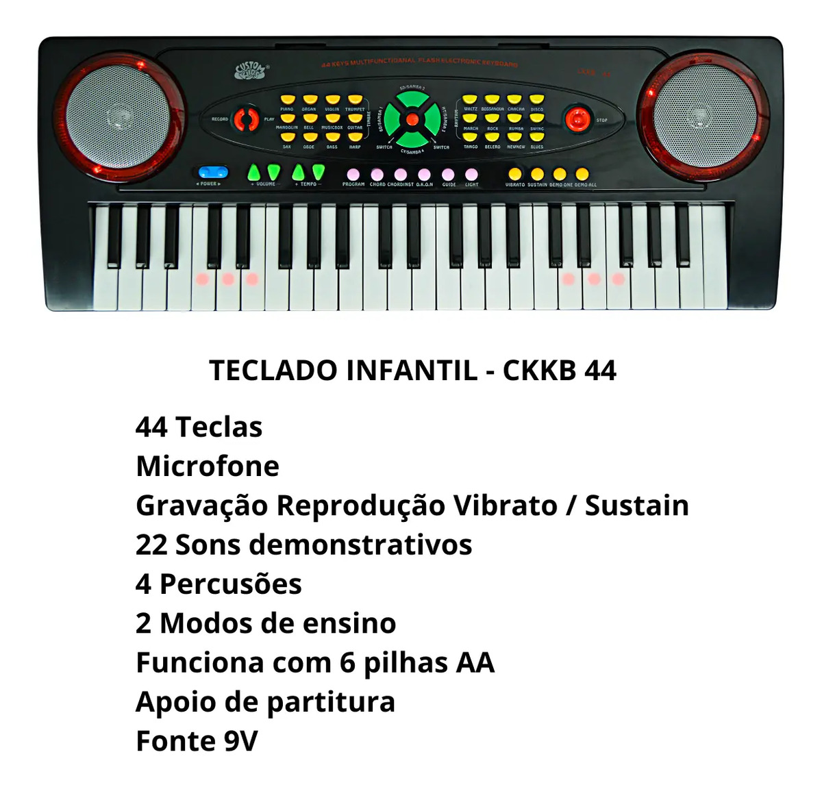 Teclado Infantil 44 Teclas Custom Sound 3