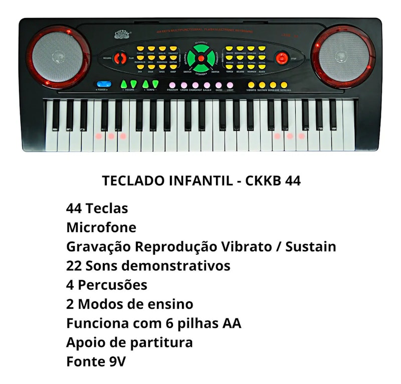 Teclado Infantil 44 Teclas Custom Sound 3
