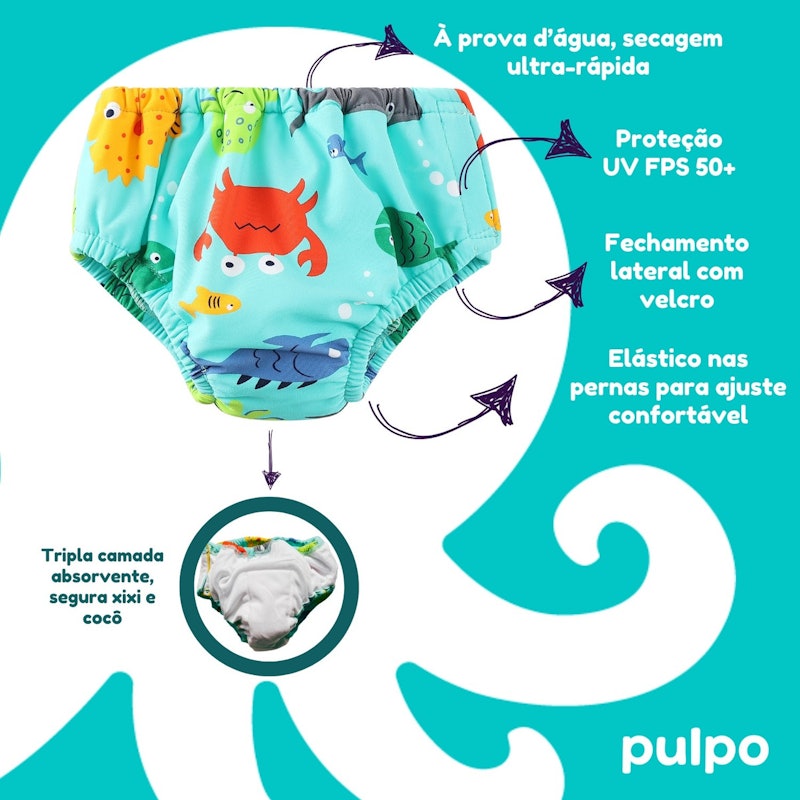 Fralda de Piscina Reutilizável Bebê 6 a 24 Meses 2