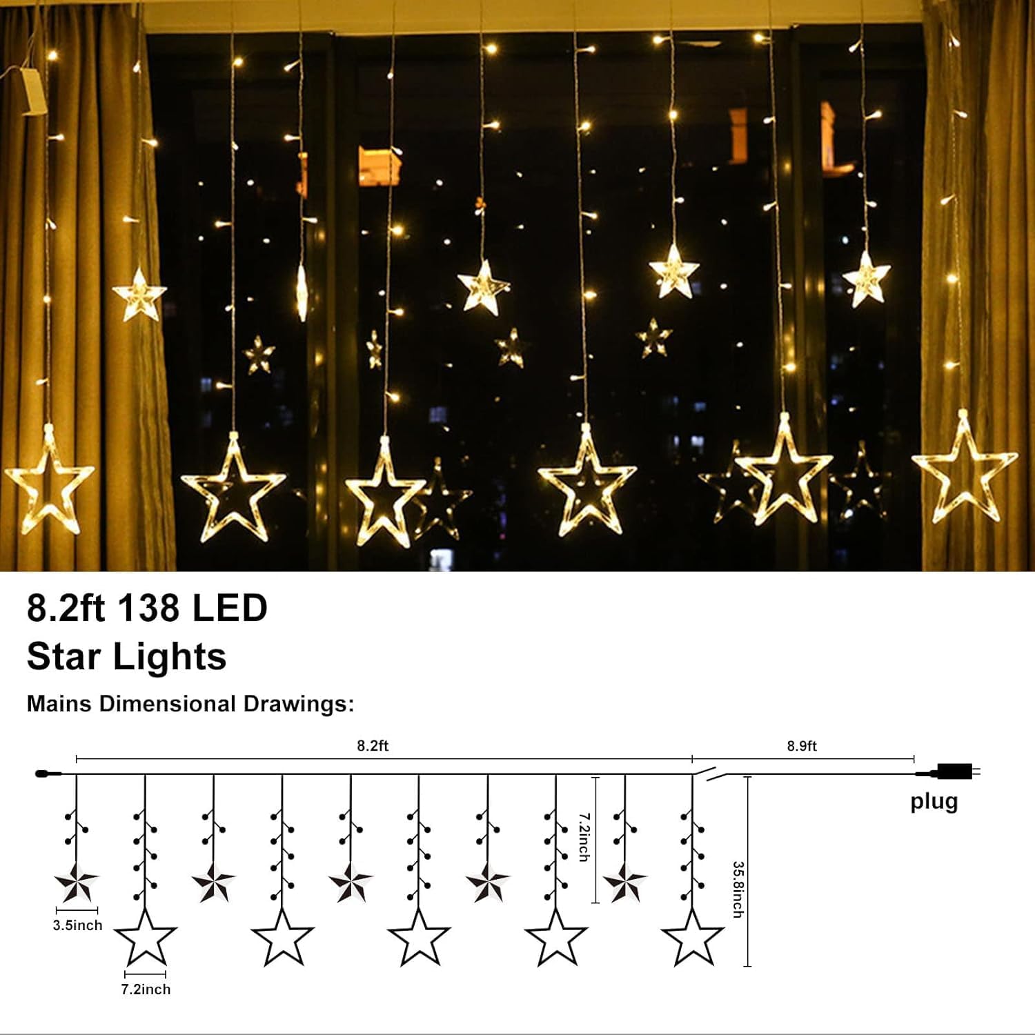 Cascata com 138 LED Formato em Estrela 4