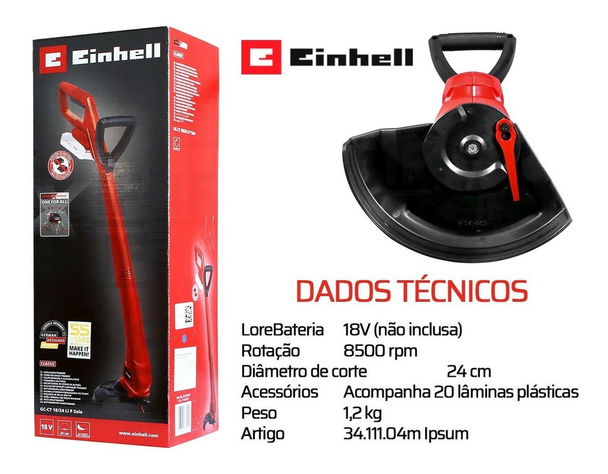 Aparador de Grama GC-CT 18/24 Li P Solo Einhell 3