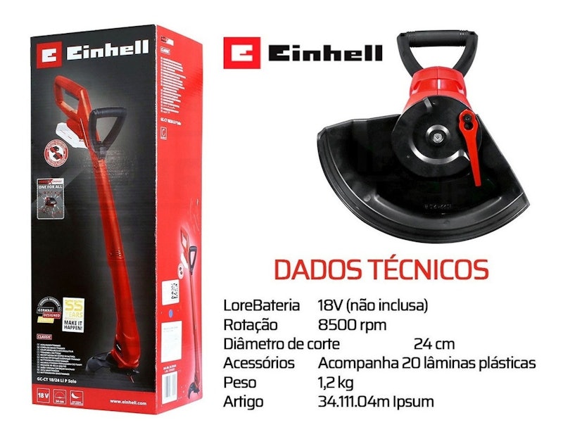 Aparador de Grama GC-CT 18/24 Li P Solo Einhell 3