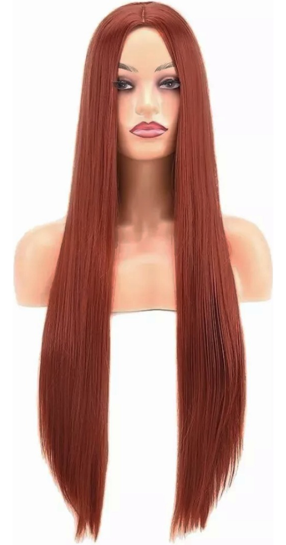 Peruca Ruiva Cabelo Longo Liso Orgânico Cacalee 1