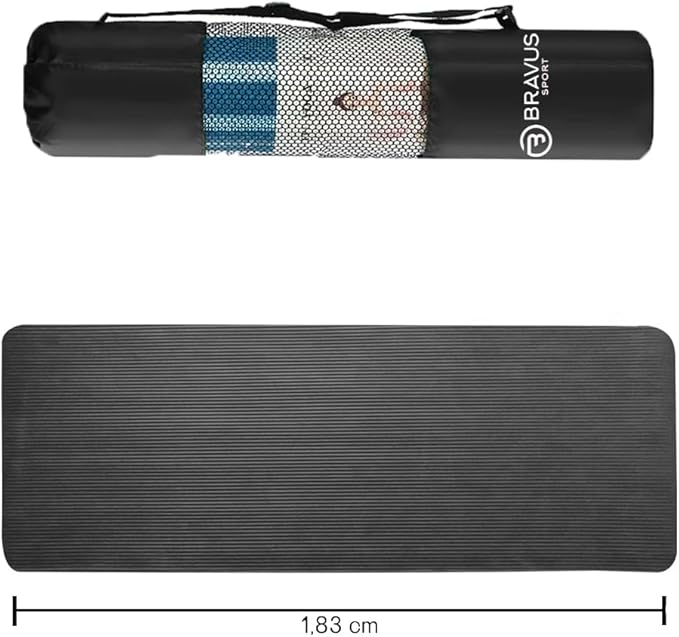 Tapete de Yoga e Exercício Confort Preto em NBR e Bolsa 4