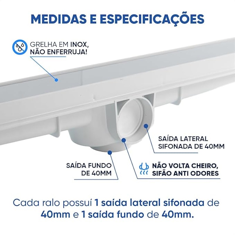 Ralo Linear Oculto Invisível Inteligente Sifonado 2
