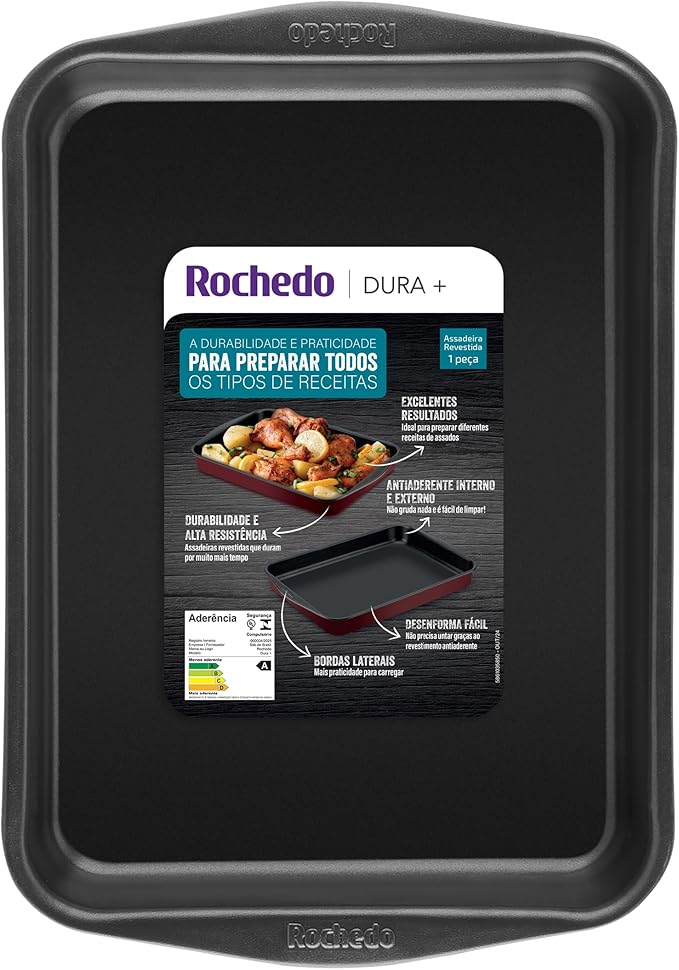 Assadeira Funda Retangular com Revestimento Antiaderente Rochedo Dura+ 2