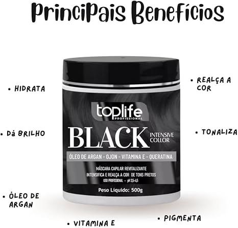 Máscara Matizadora Preta Black Toplife 4