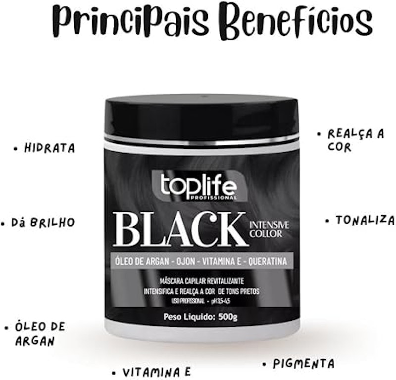 Máscara Matizadora Preta Black Toplife 4