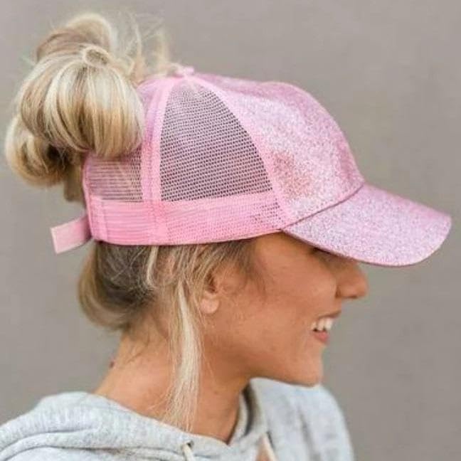 Boné Feminino Aba Curva com Brilho Saída Rabo de Cavalo Leve 4