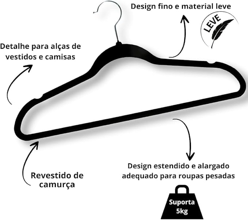 Kit 40 Cabides de Veludo 3