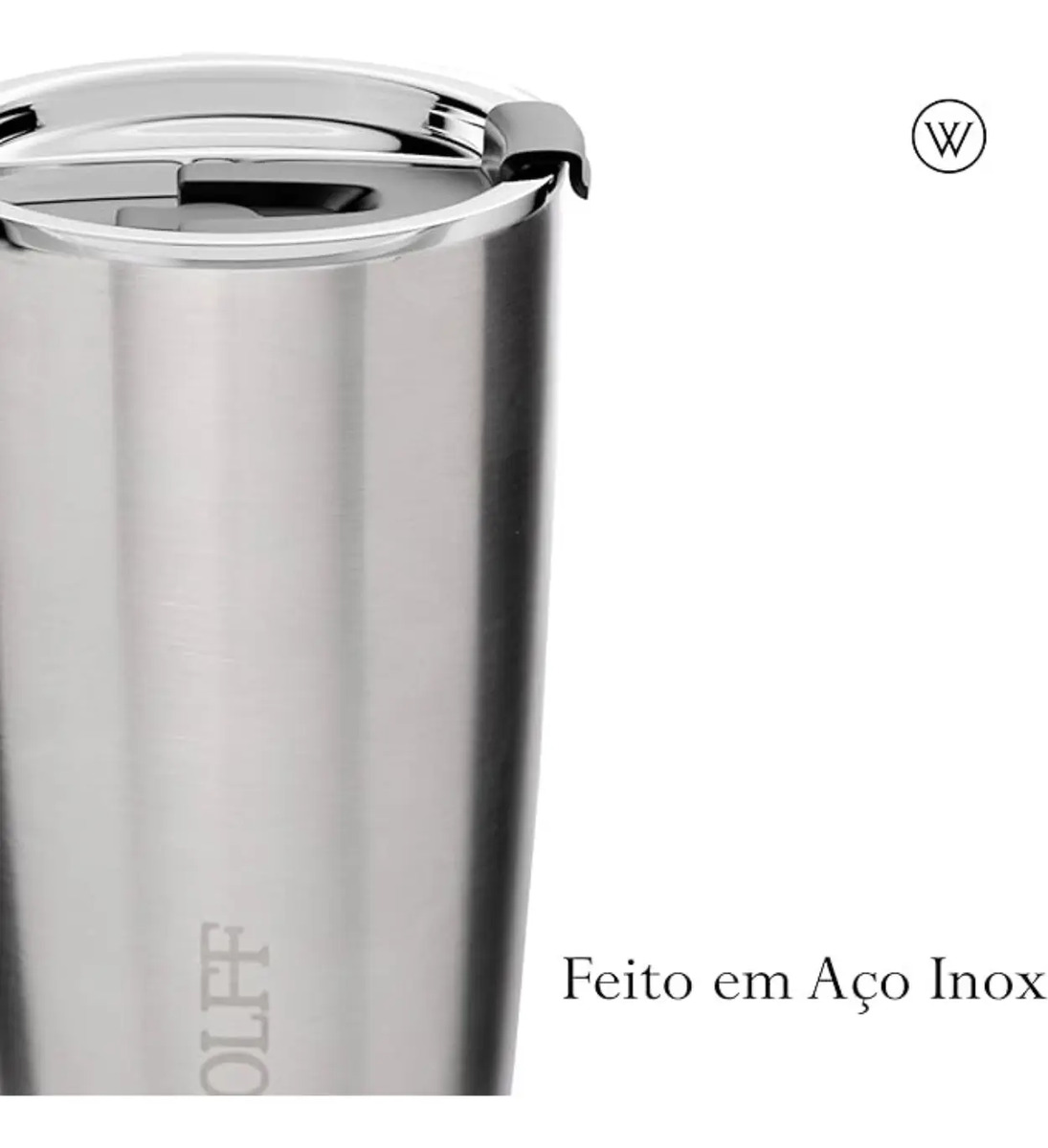 Copo Térmico de Aço Inox Parede Dupla com Tampa 3