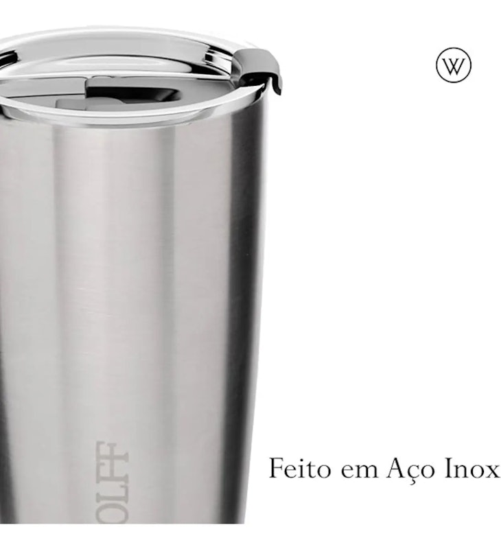 Copo Térmico de Aço Inox Parede Dupla com Tampa 3