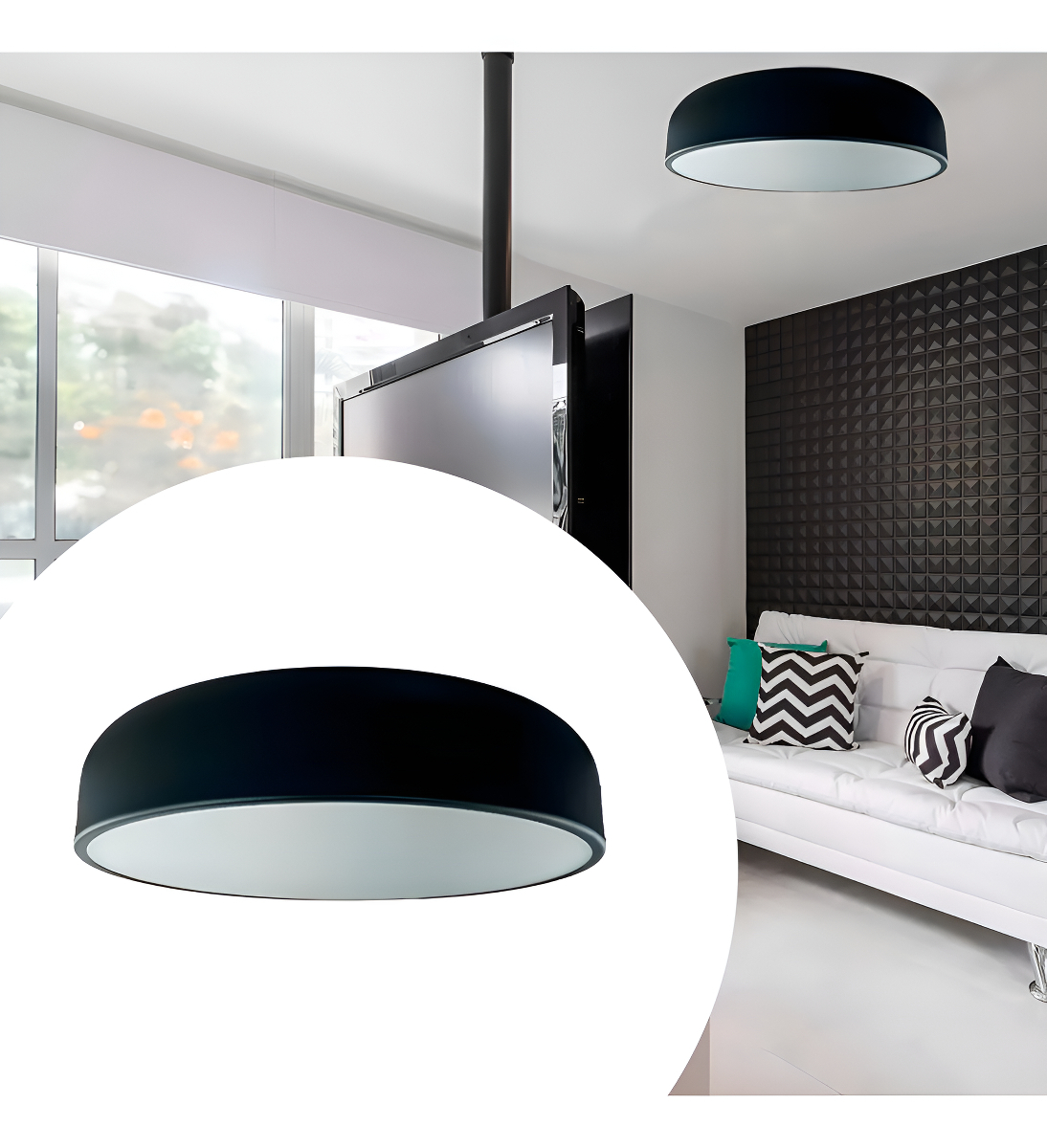 Plafon Sobrepor para Quarto Redondo Elegante 40 cm E27 Tensão Bivolt 2