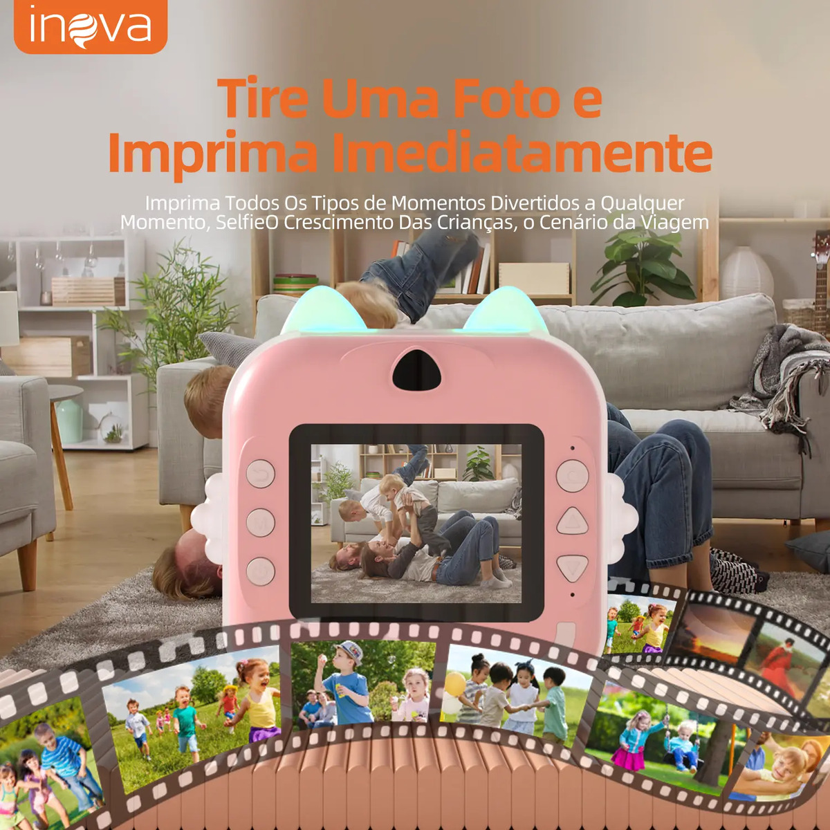 Câmera Digital Infantil Impressão Instantânea 4