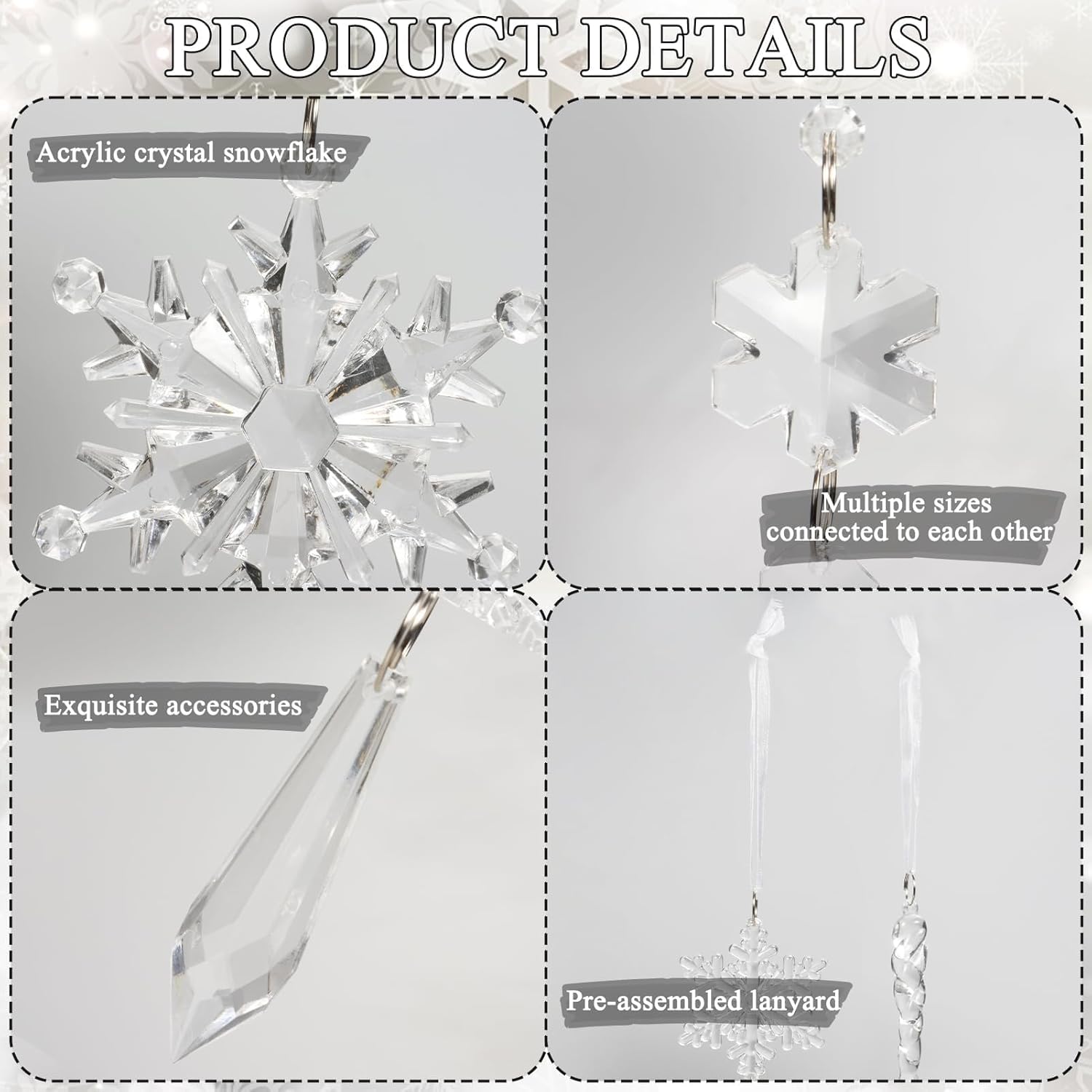 18 Peças de Enfeites de Natal de Cristal 4
