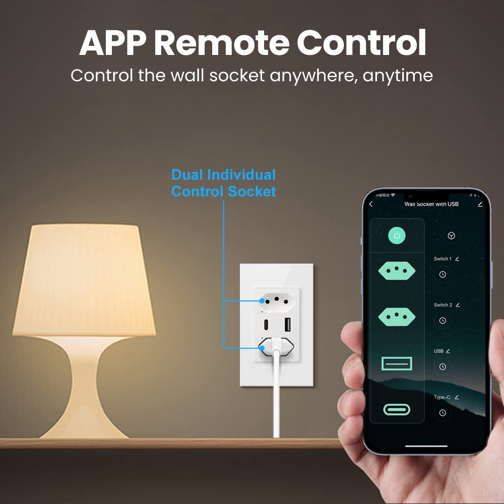Tomada Dupla Inteligente USB-C Nova Digital 5