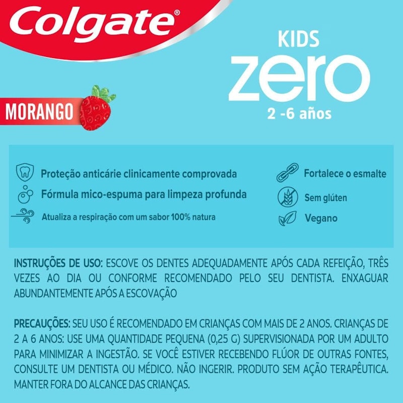 Gel Dental Colgate Zero Kids Morango 70g 2