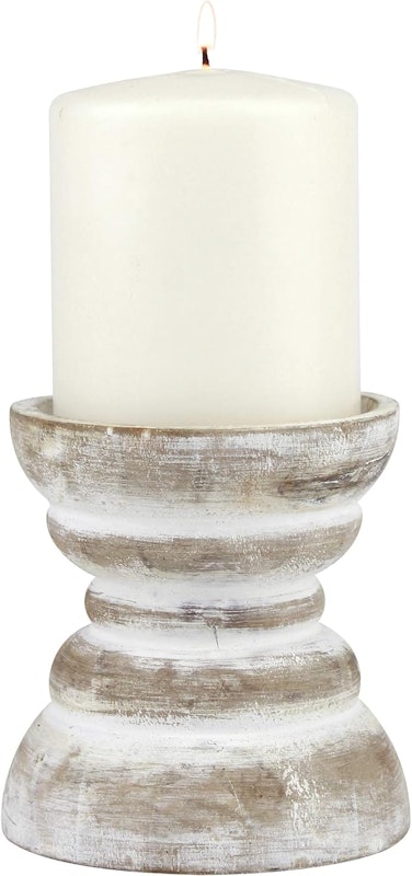 Castiçal de Madeira Branca Antiga 2