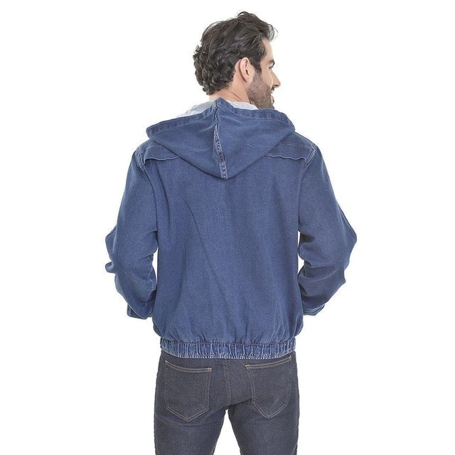 Jaqueta Jeans Masculina com Capuz e Zíper Frontal 3