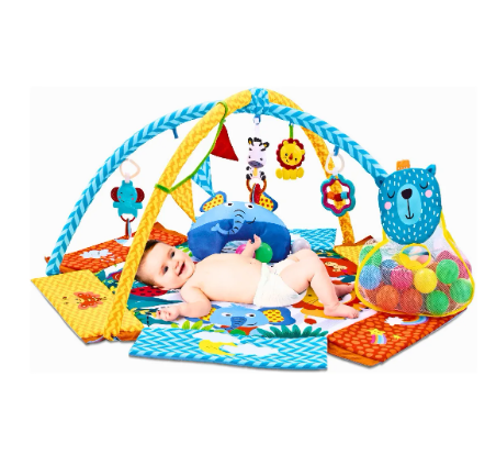 Tapete Ginásio com Bolinhas para Bebê Party Azul 4