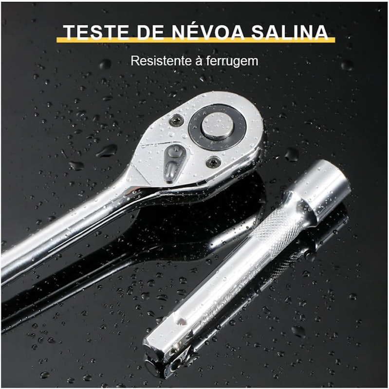 Jogo de Soquetes 12 Peças 1/2" com Catraca 72 Dentes Extensor 125 mm 5