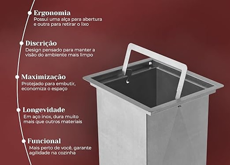 Lixeira de Embutir Quadrada 3