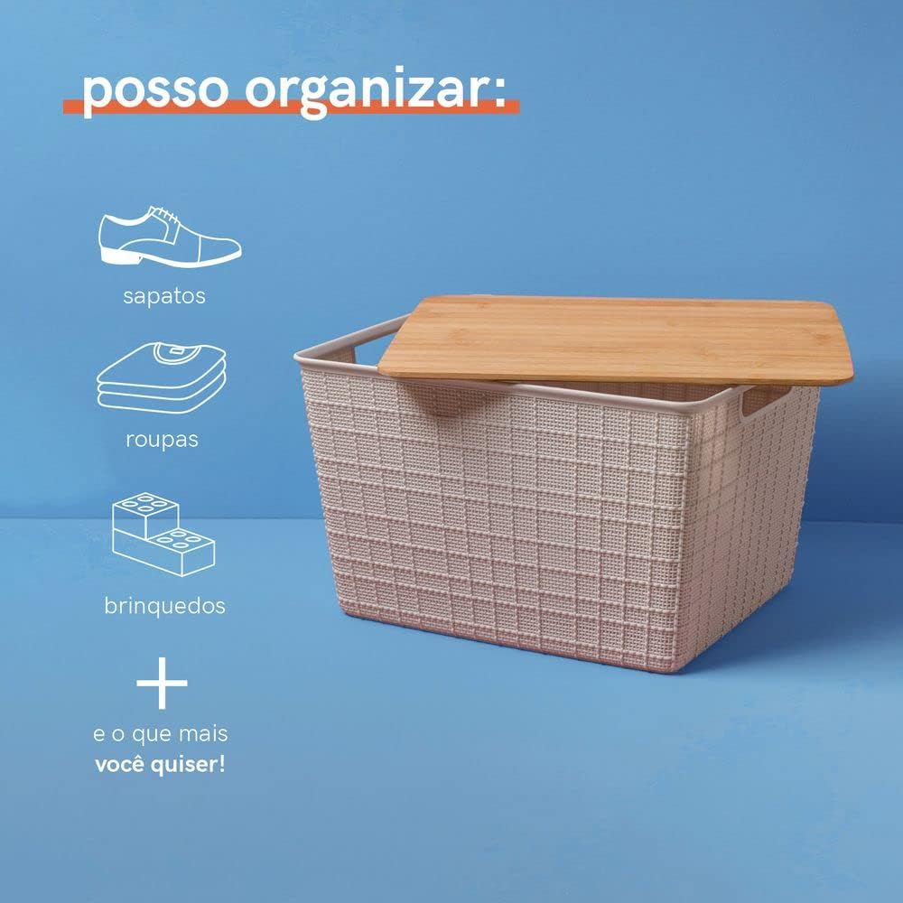 Caixa Organizadora com Tampa de Bambu 18 L 4