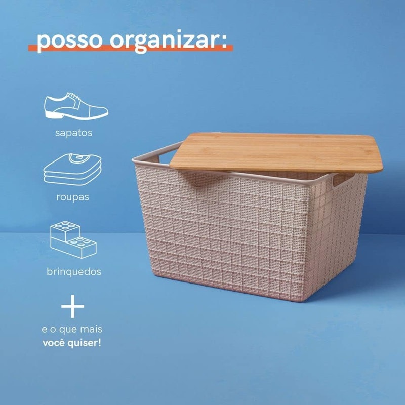 Caixa Organizadora com Tampa de Bambu 18 L 4