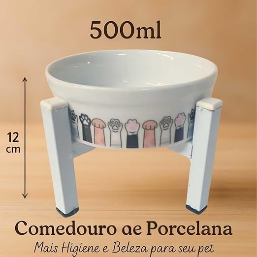 Comedouro Luxo Pet de Porcelana com Suporte Elevado 500 ml 2