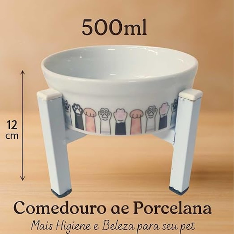 Comedouro Luxo Pet de Porcelana com Suporte Elevado 500 ml 2