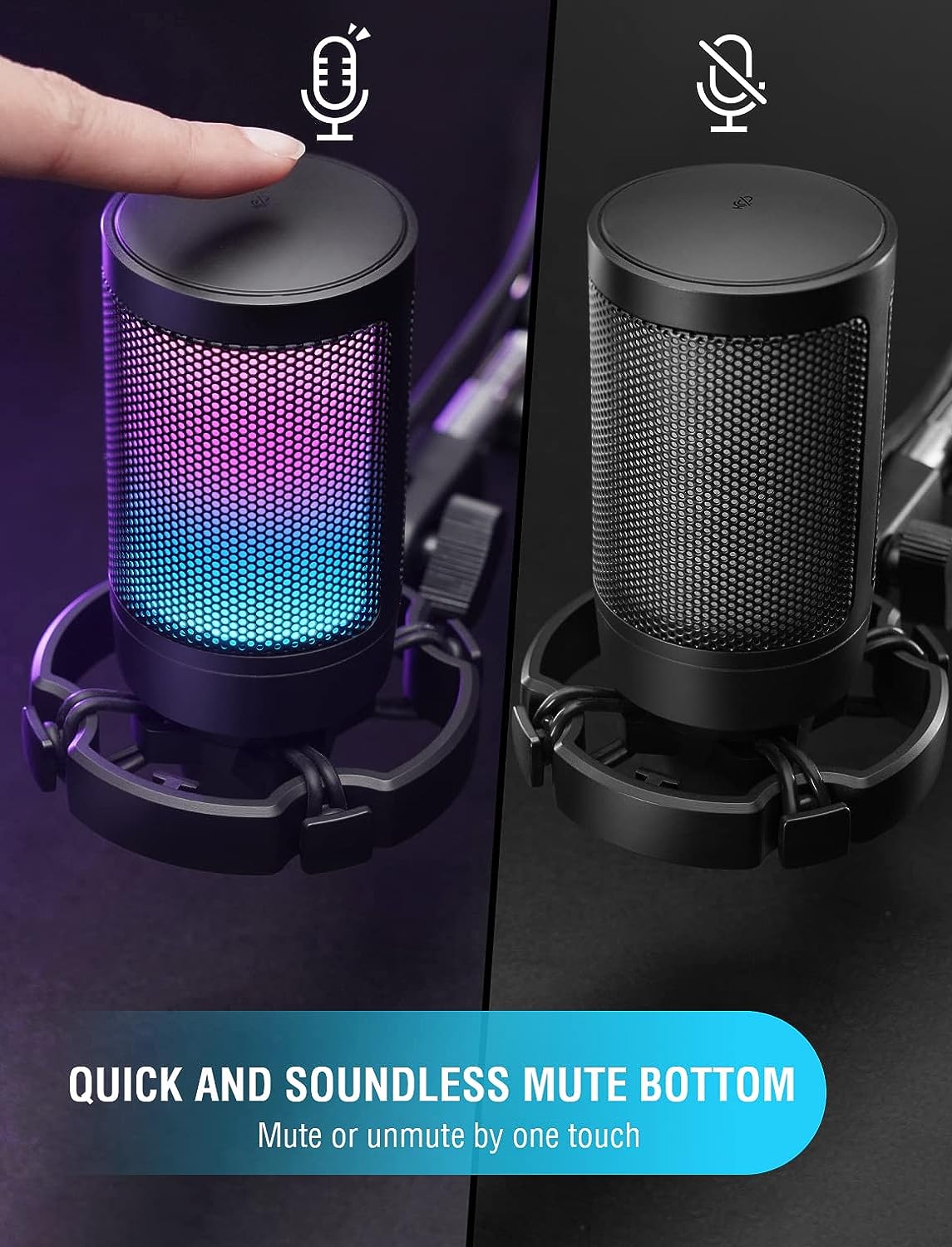 Microfone Condensador USB com RGB AmpliGame  2