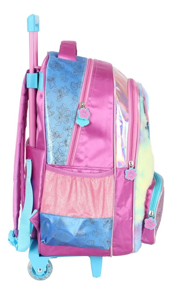 Mochila de Rodinhas Média Infantil de Costas Holográfica Stitch 3